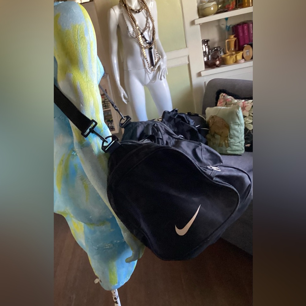 Nike Black and White Duffel Bag